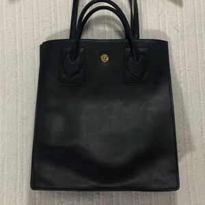 Anne Klein Black Tote Bag Faux Leather Satchel Handbag Purse‎ with Pouch